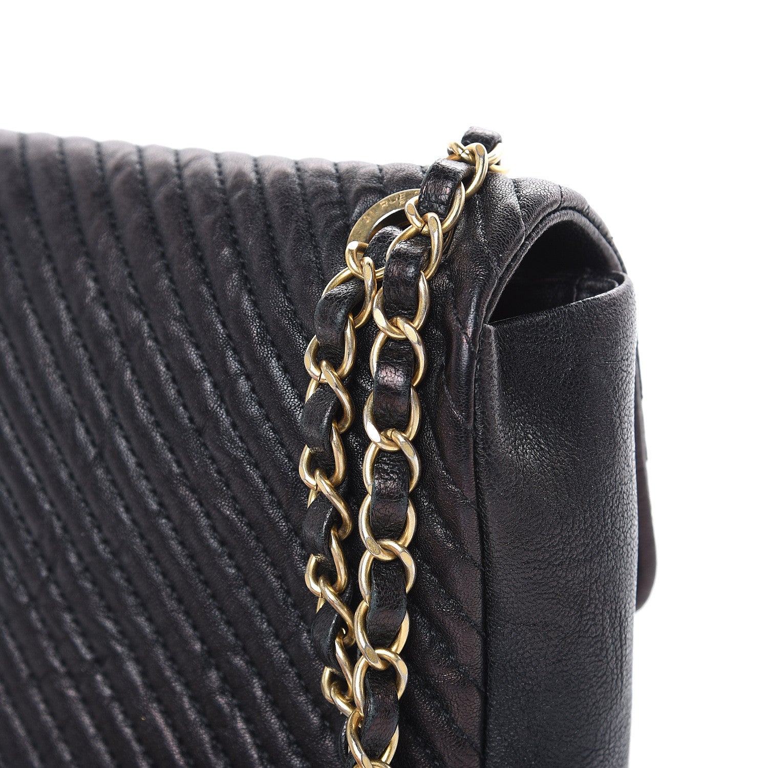 Chanel Calfskin Chevron Quilted Medium Surpique Flap Black 11 of 16