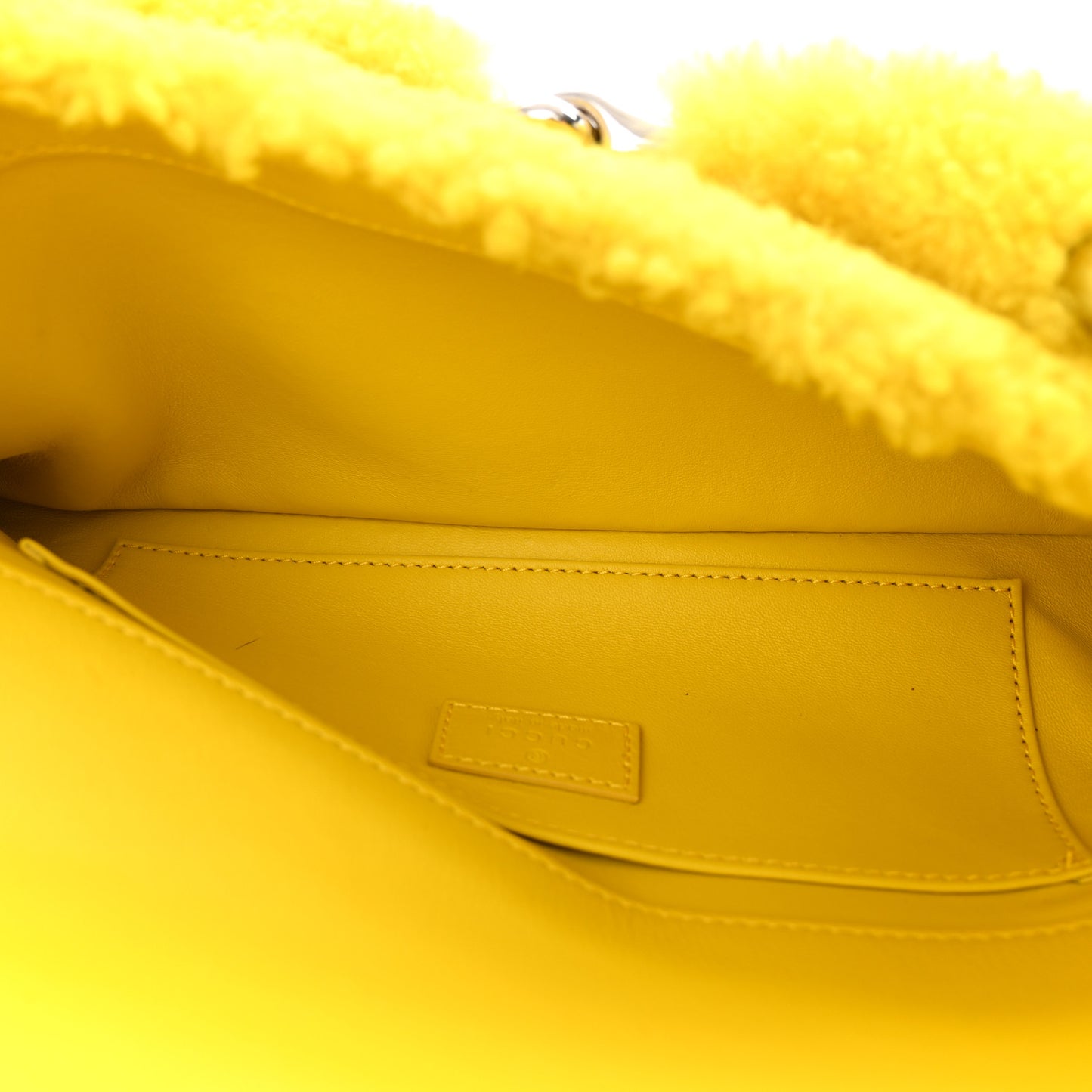 Merino Wool Medium Maxi Horsebit Chain Shoulder Bag Yellow