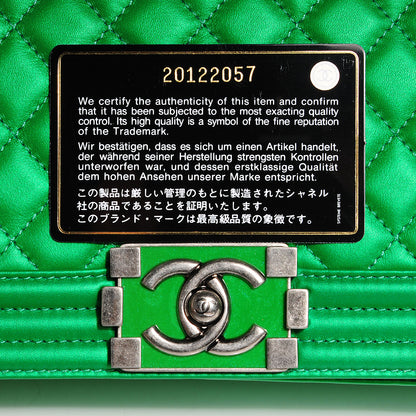 Chanel Metallic Calfskin Quilted Medium Boy Flap Green 10 of 11
