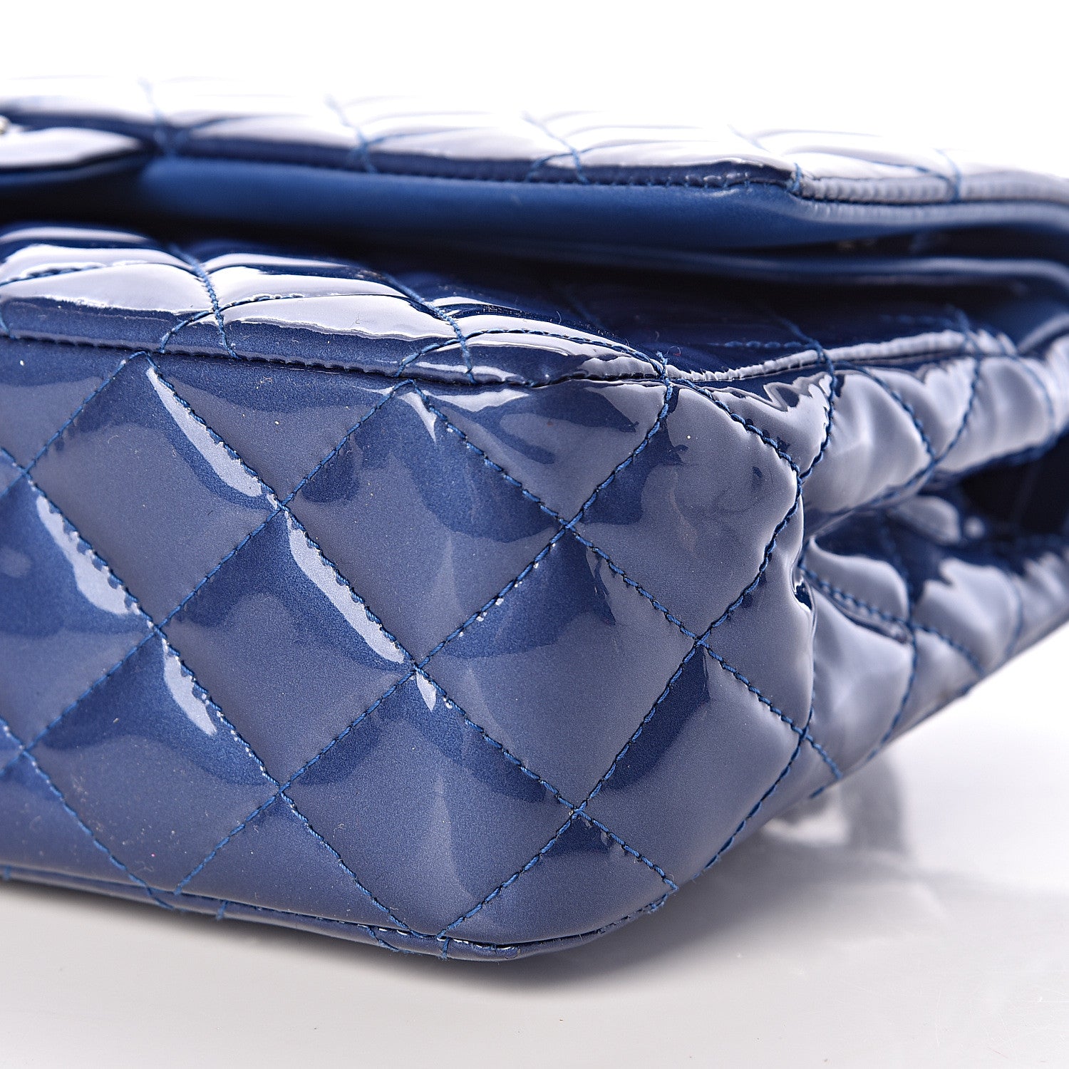 Chanel Patent Quilted Medium Double Flap Blue 9 of 14