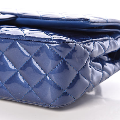 Chanel Patent Quilted Medium Double Flap Blue 9 of 14
