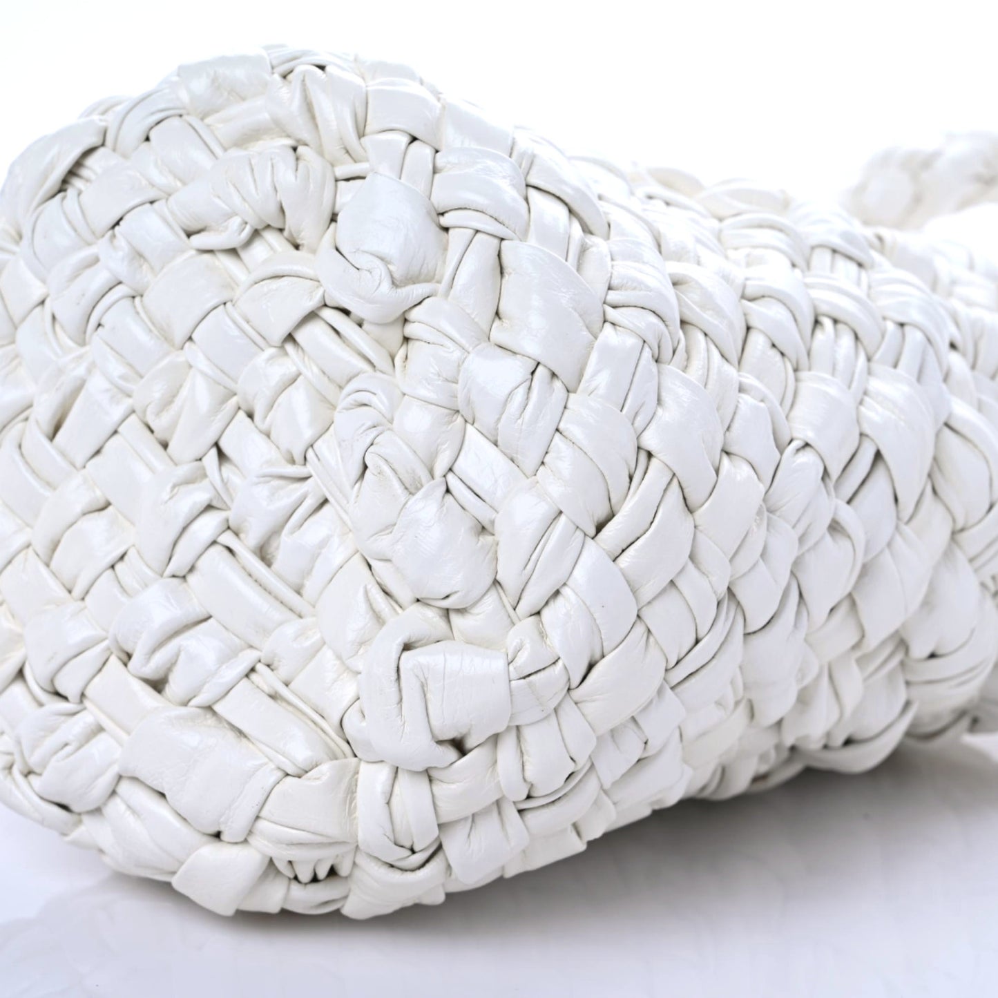 Calfskin Intrecciato Small Foulard Kalimero Bucket Bag Bone