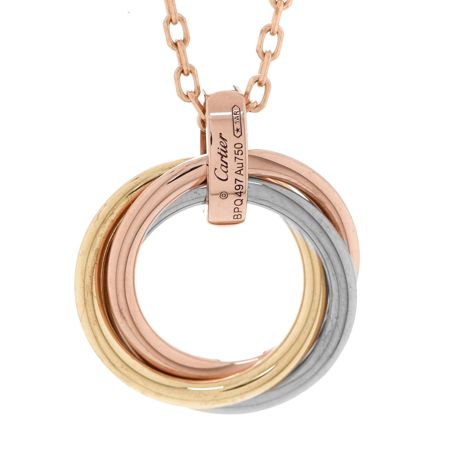 18K Pink White Yellow Gold Diamond Trinity Pendant Necklace