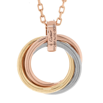 Cartier 18K Pink White Yellow Gold Diamond Trinity Pendant Necklace 6 of 6