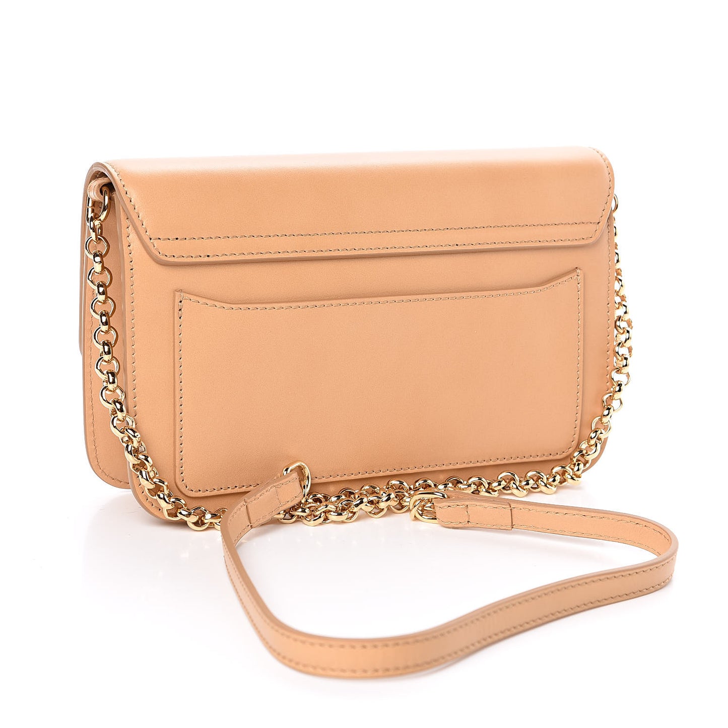 Calfskin Suede C Clutch With Chain Bleached Brown