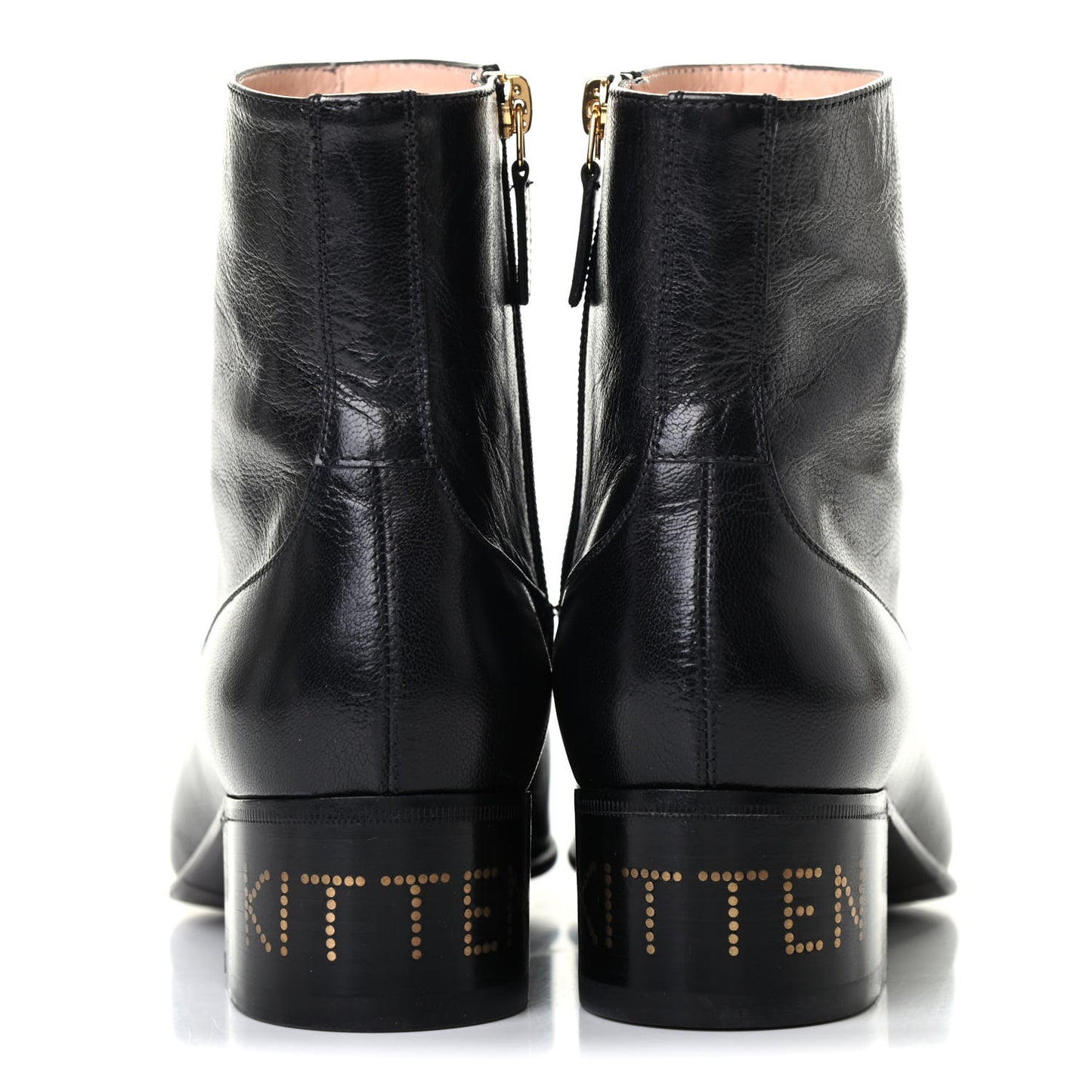 Goatskin Kitten Chain Horsebit Ankle Boots 39.5 Black