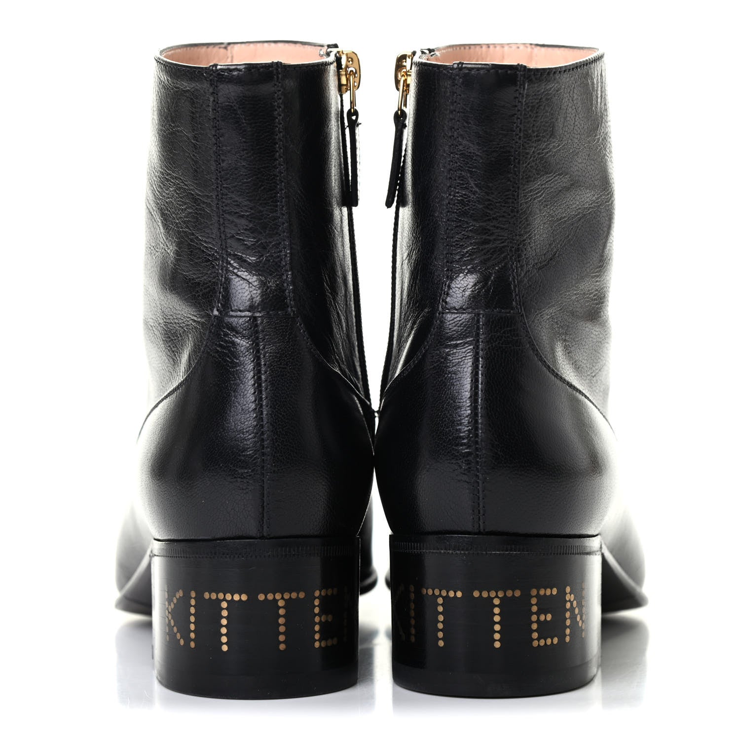 Gucci Goatskin Kitten Chain Horsebit Ankle Boots 39.5 Black 4 of 5