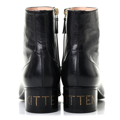 Gucci Goatskin Kitten Chain Horsebit Ankle Boots 39.5 Black 4 of 5