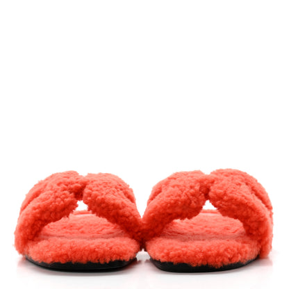 Hermes Woolskin Oran Sandals 38 Orange 2 of 11