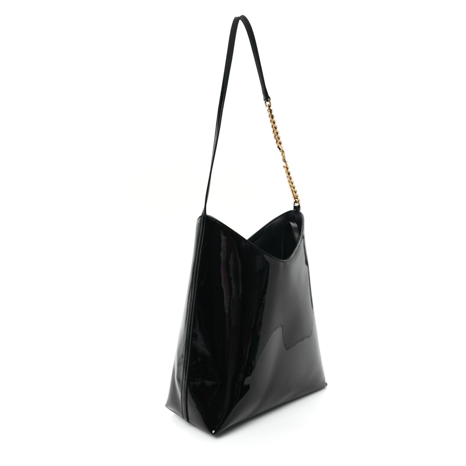 Saint Laurent Patent Calfskin Mini Rendez-Vous Hobo Black Black 4 of 12