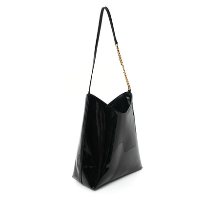 Saint Laurent Patent Calfskin Mini Rendez-Vous Hobo Black Black 4 of 12