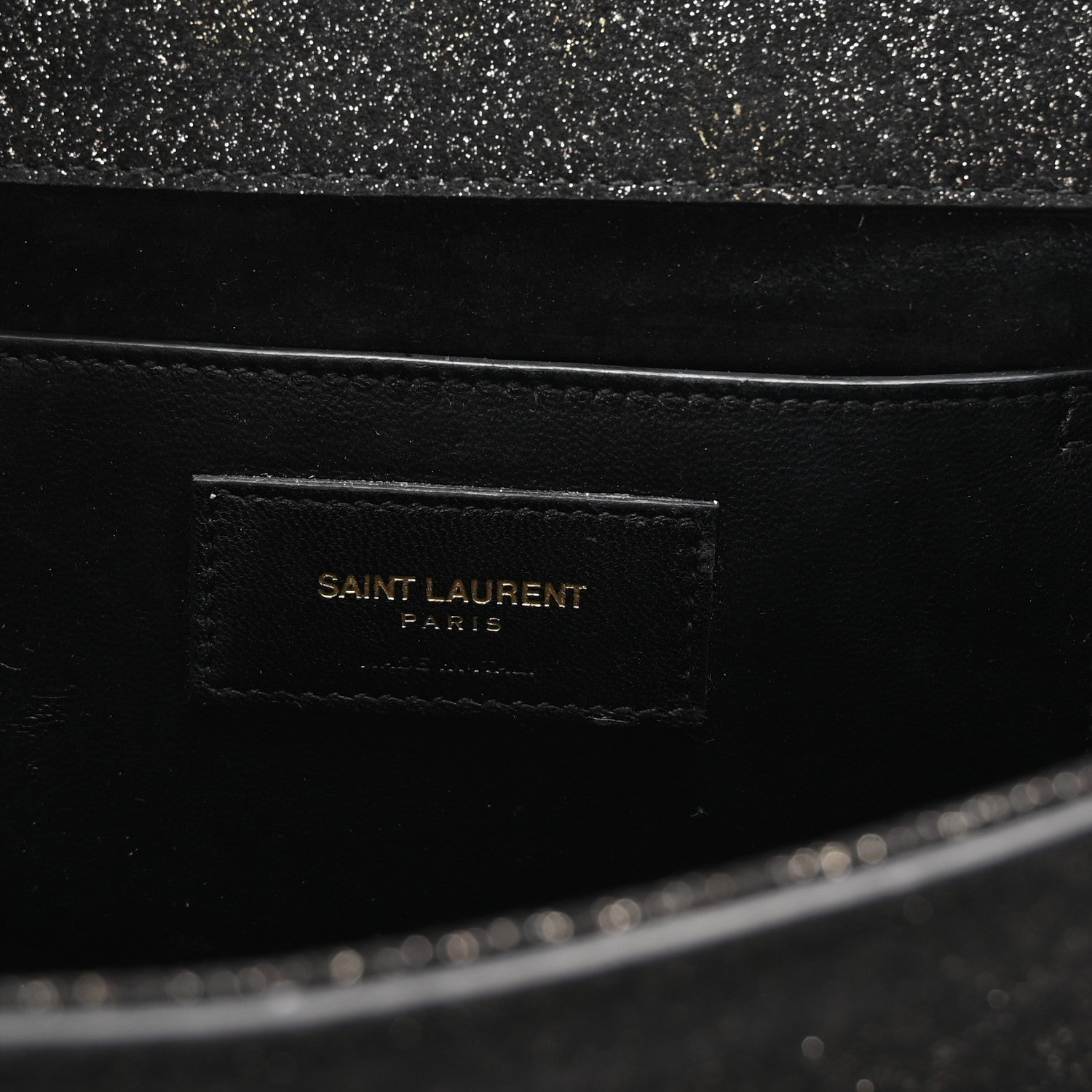 Saint Laurent Metallic Textured Suede Calfskin Classic Monogram Cassandre Clutch Black 6 of 6