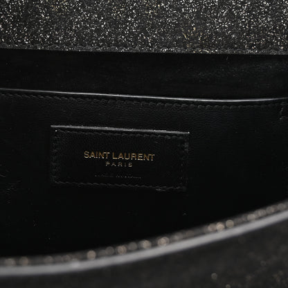 Saint Laurent Metallic Textured Suede Calfskin Classic Monogram Cassandre Clutch Black 6 of 6