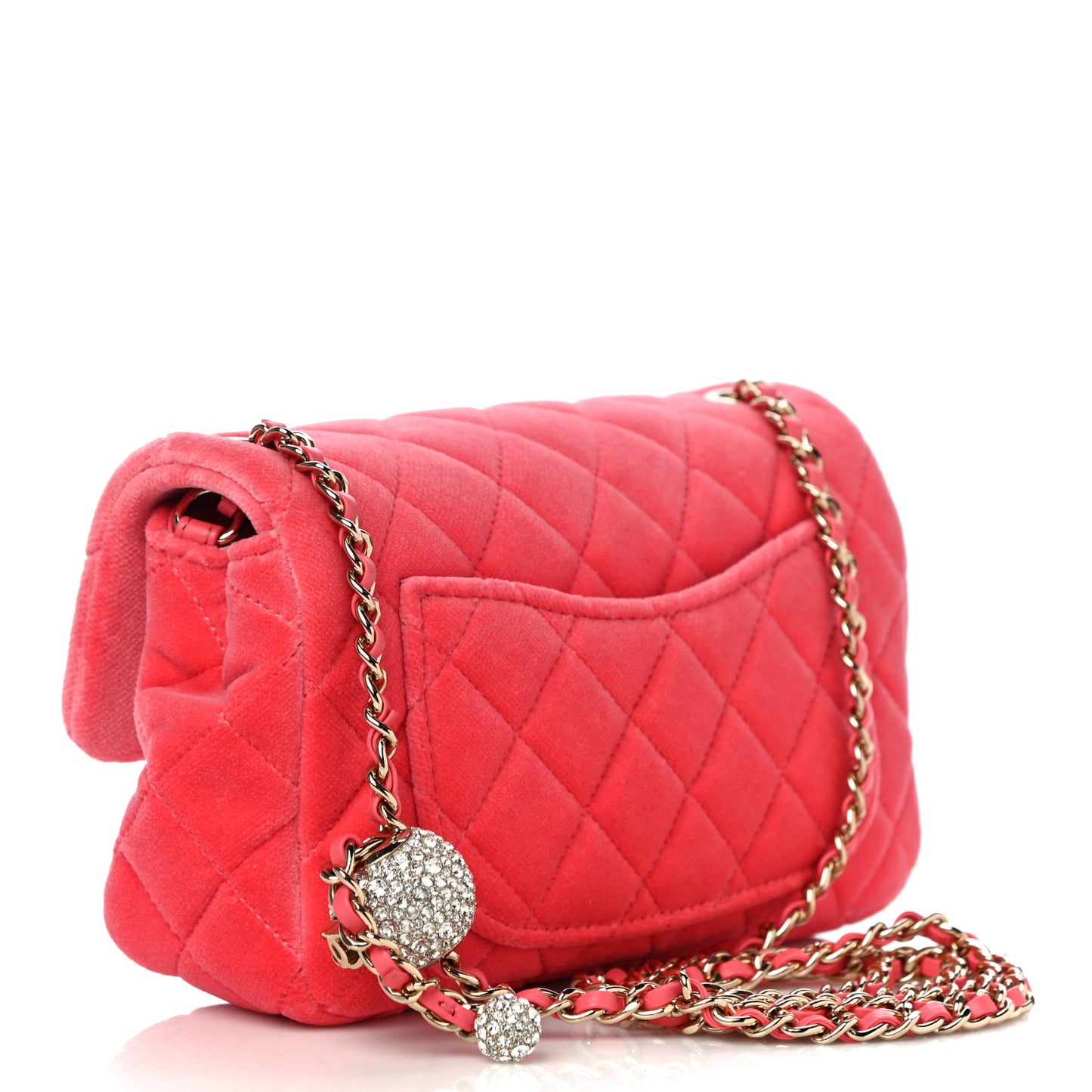 Velvet Quilted Mini Rectangular Pearl Crush Flap Coral
