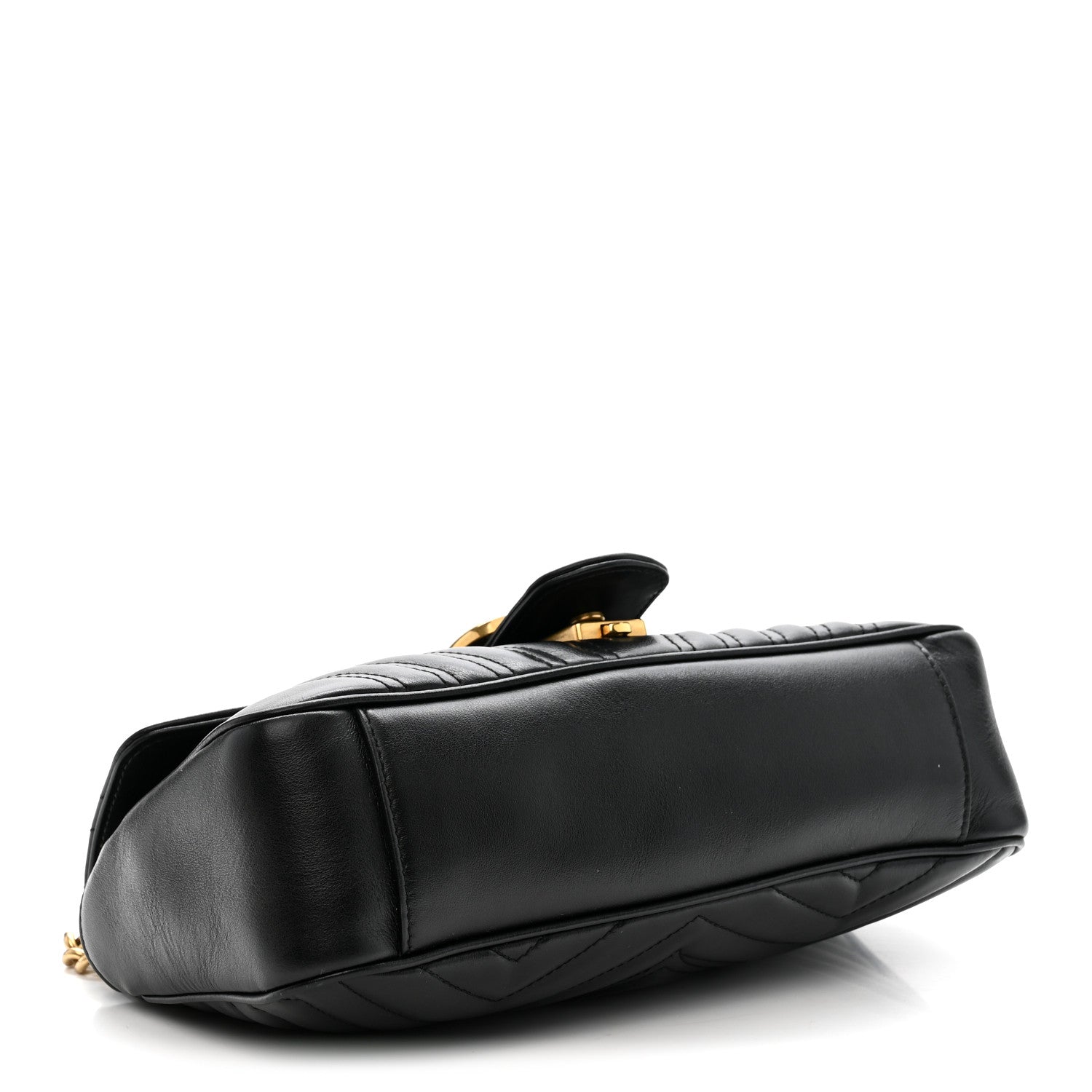 Gucci Calfskin Matelasse Small GG Marmont Shoulder Bag Black 4 of 12
