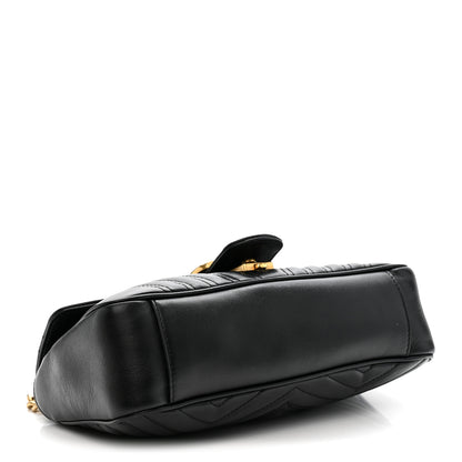 Gucci Calfskin Matelasse Small GG Marmont Shoulder Bag Black 4 of 12