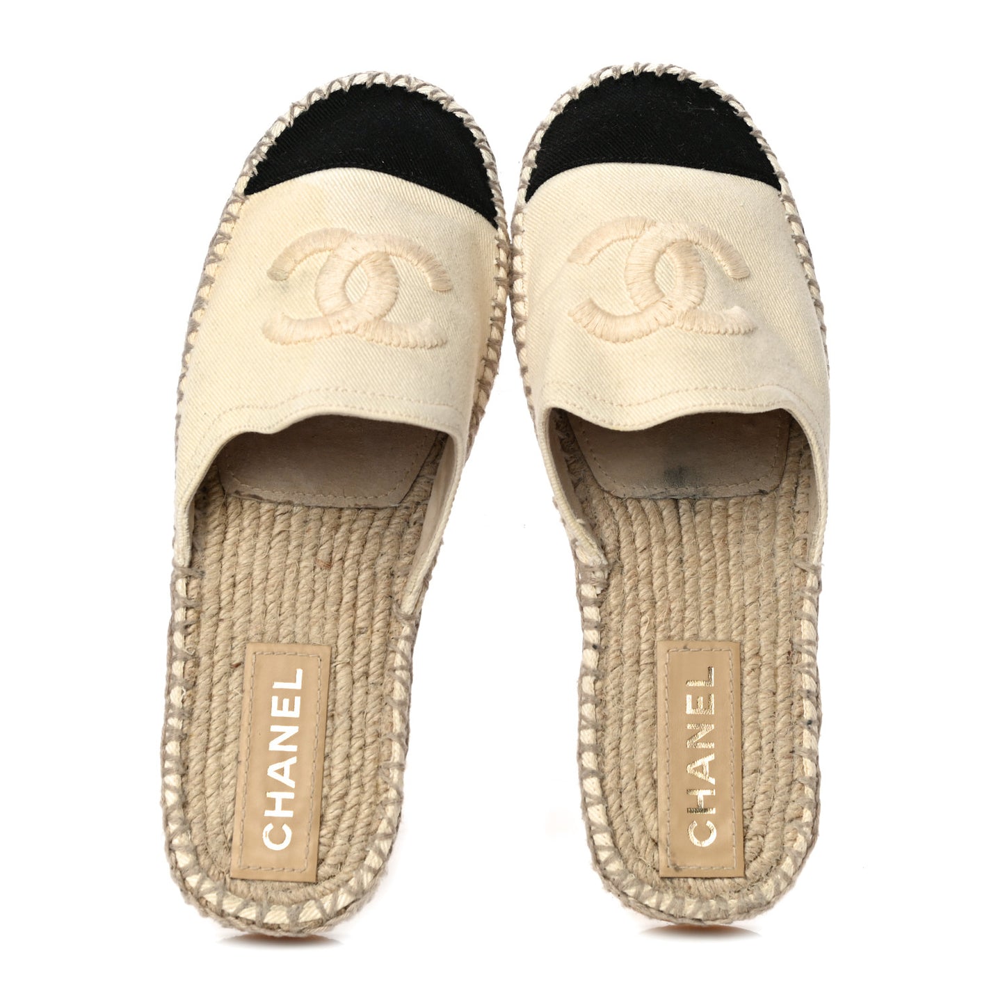 Denim CC Espadrille Mules 39 White Black