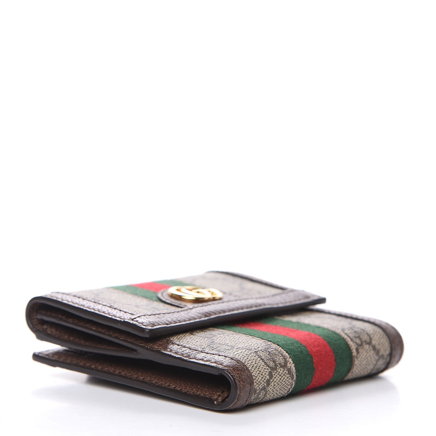 Gucci GG Supreme Monogram Web Ophidia French Flap Wallet Beige New Acero 4 of 7
