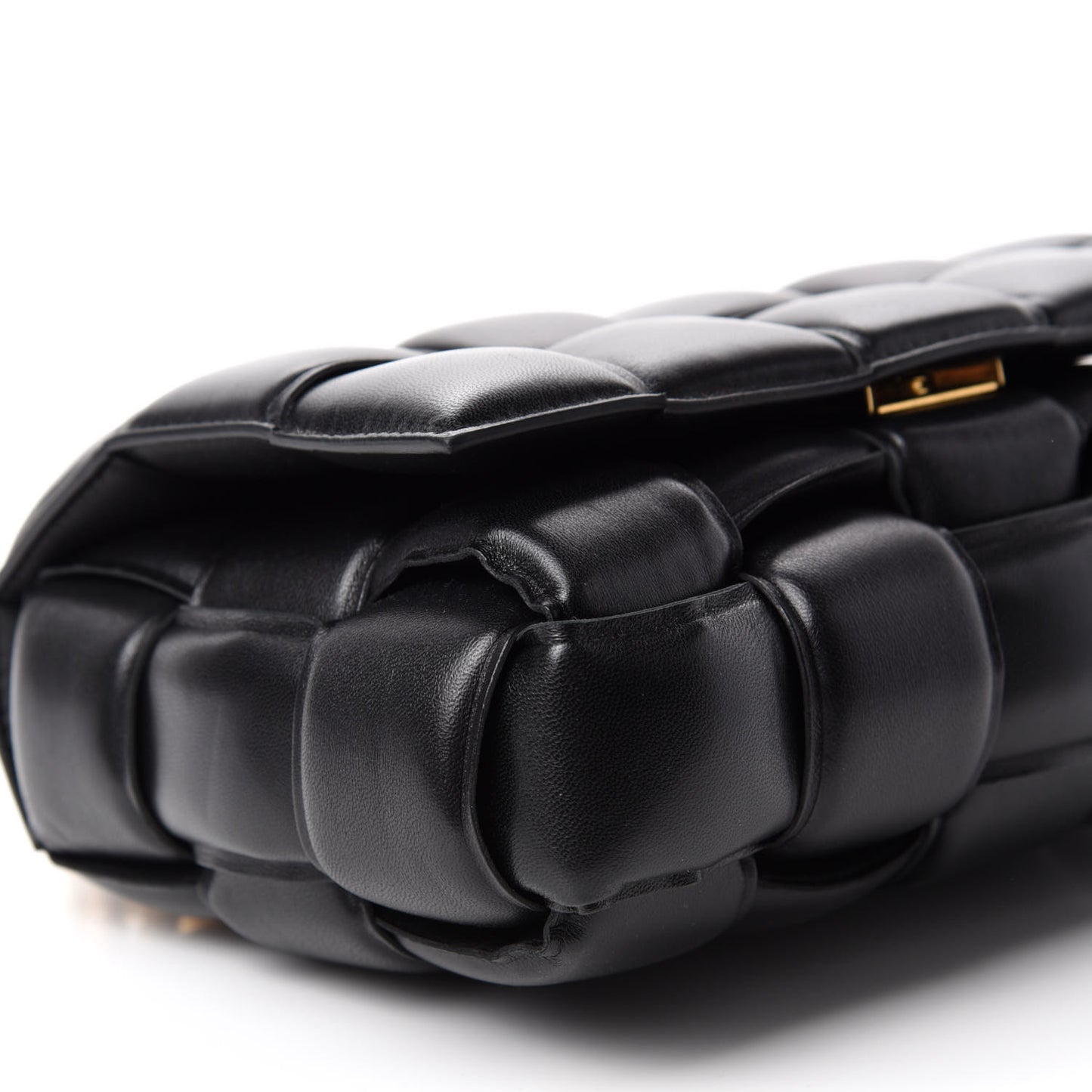Lambskin Maxi Intreccio Padded Chain Cassette Crossbody Bag Black