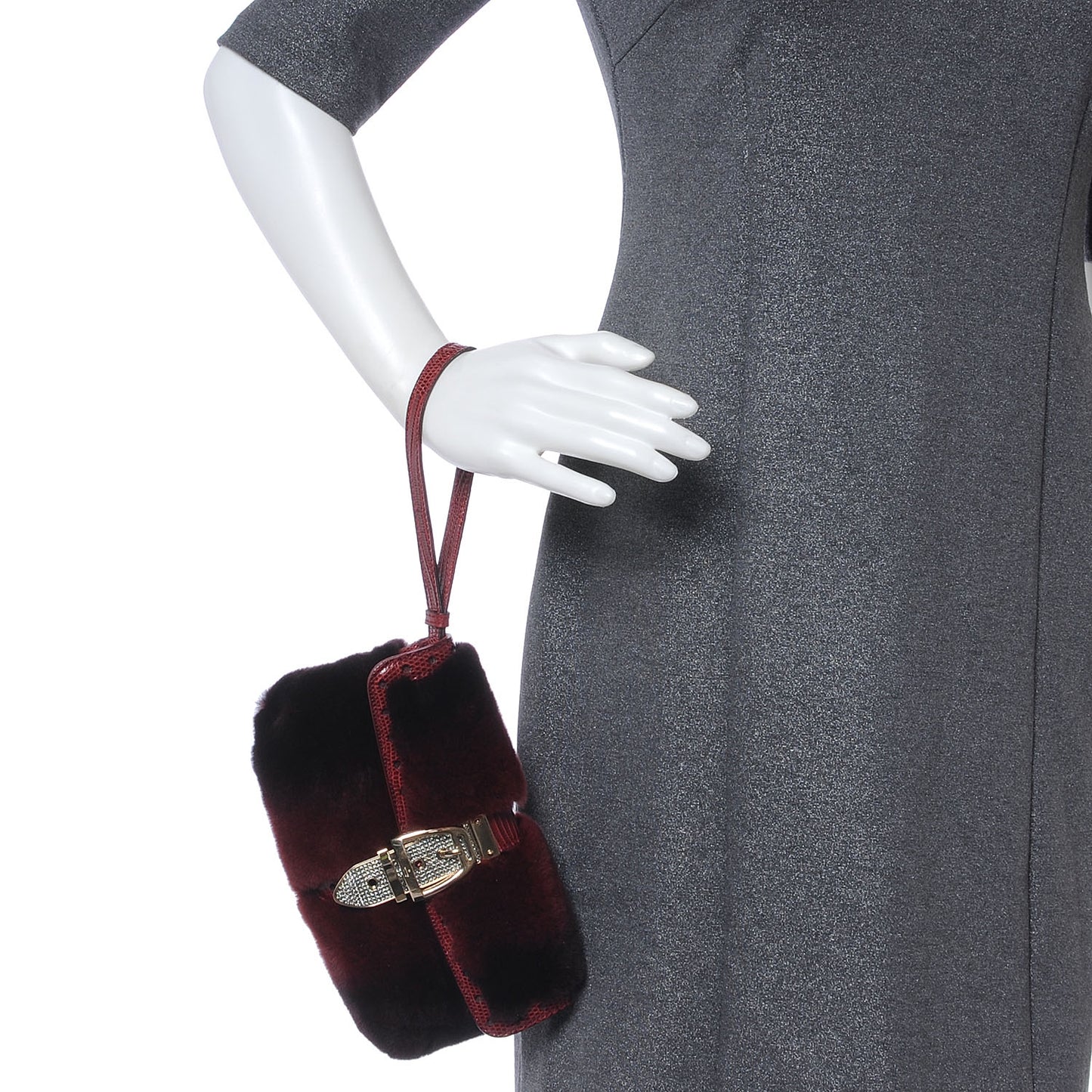 Mink Fur Wristlet Red