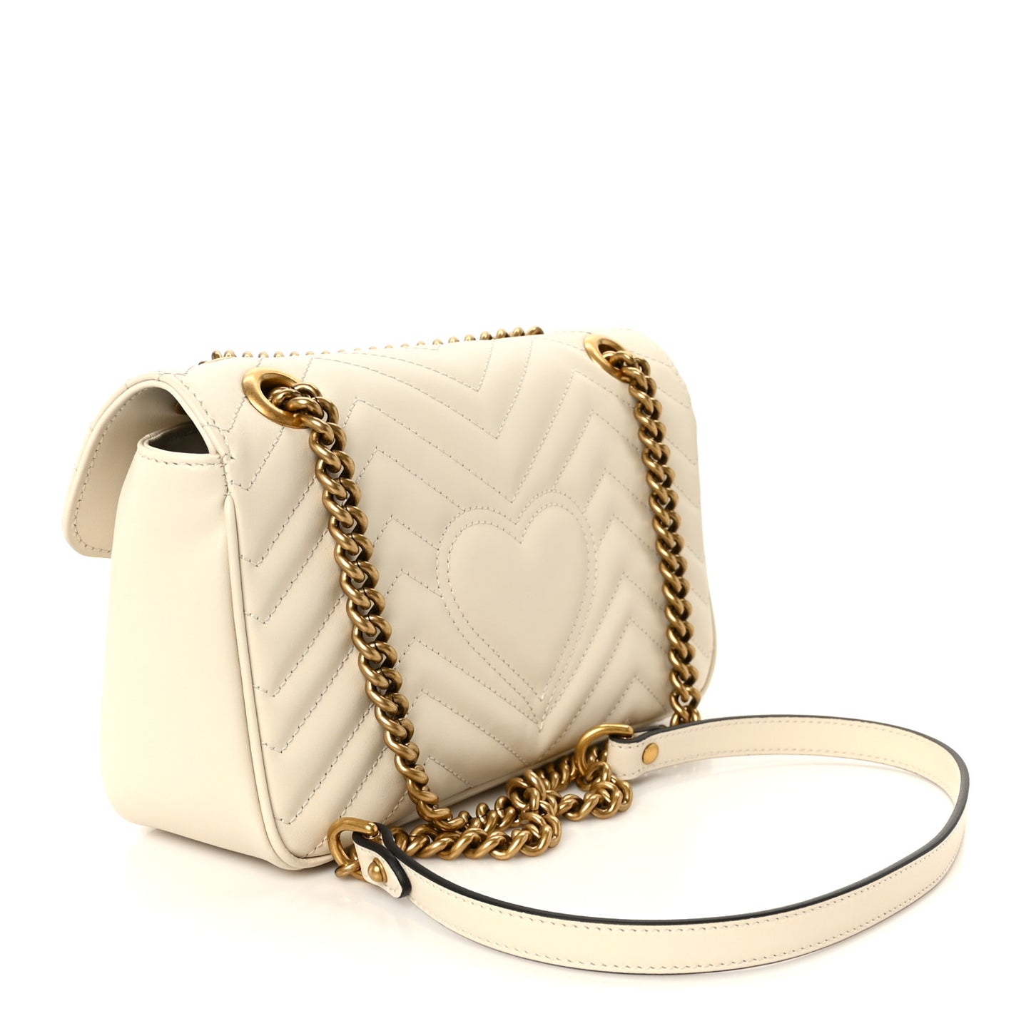 Calfskin Matelasse Small GG Marmont Shoulder Bag White
