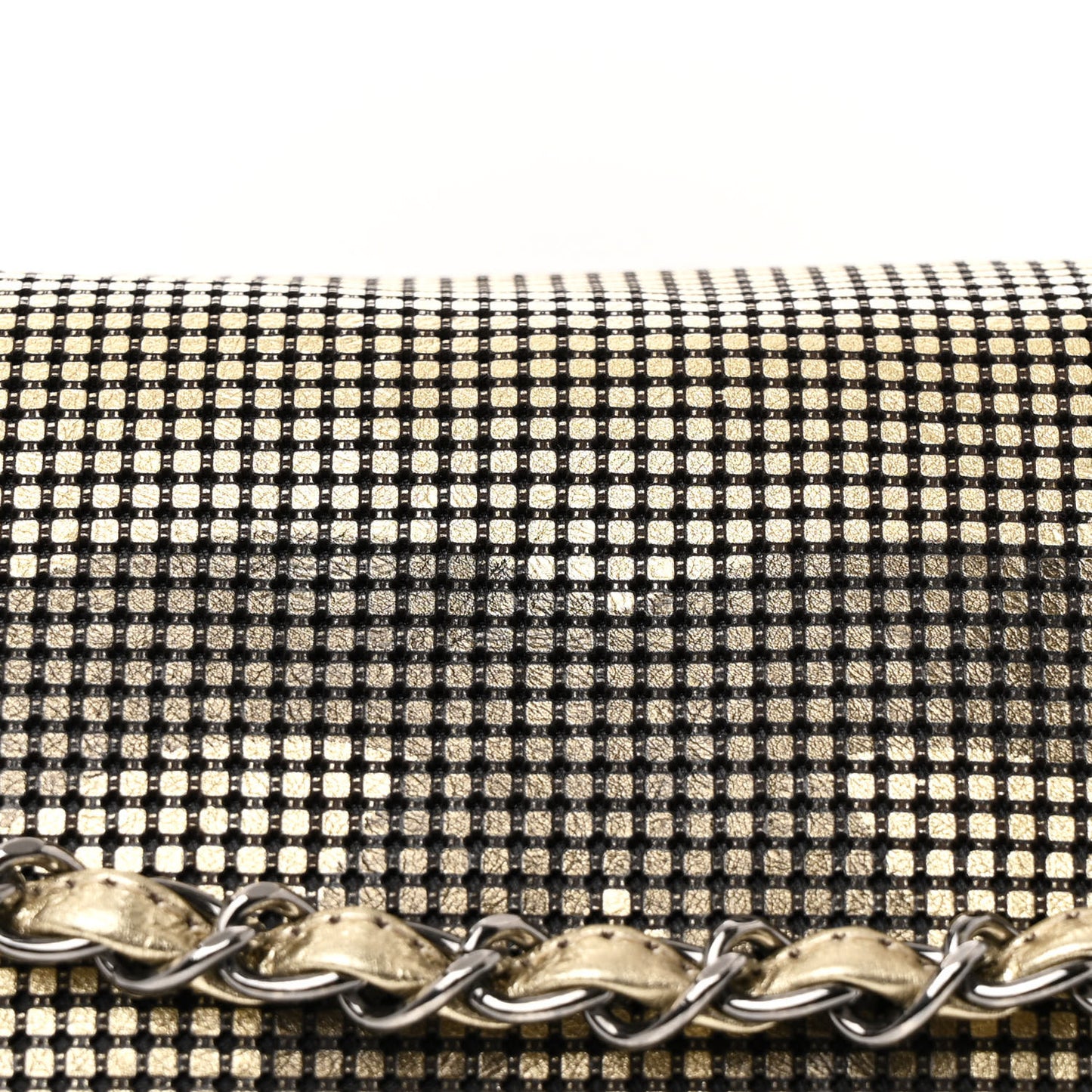 Metallic Lambskin Perforated Hollywood Accordion Flap Bag Gold