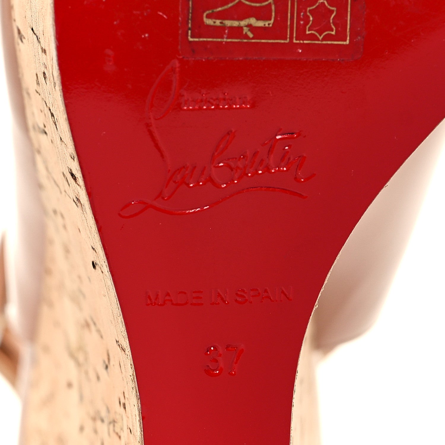 Christian Louboutin Patent Cork Une Plume Sling 120 Wedges 37 Nude 6 of 8