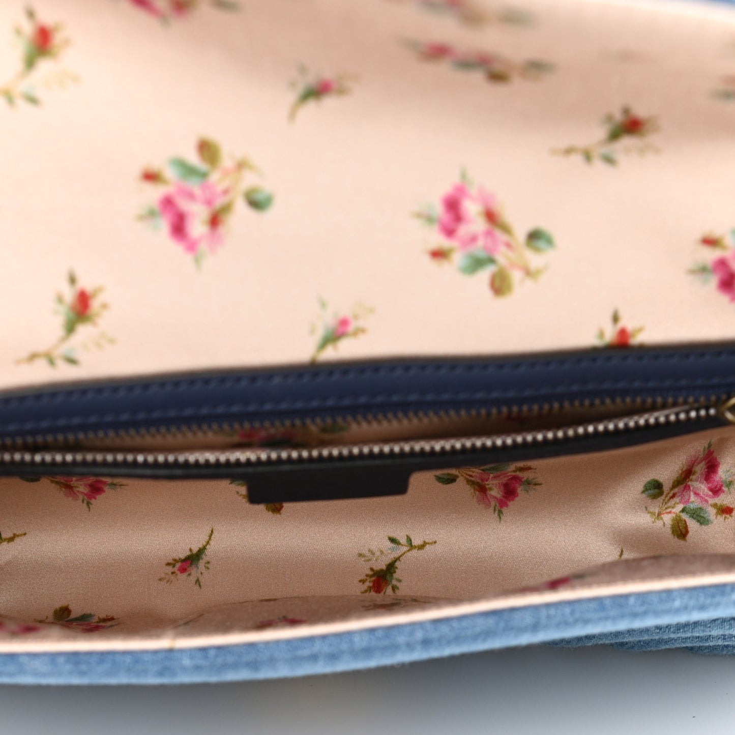 Denim Matelasse Small Pearly GG Marmont Shoulder Bag Blue