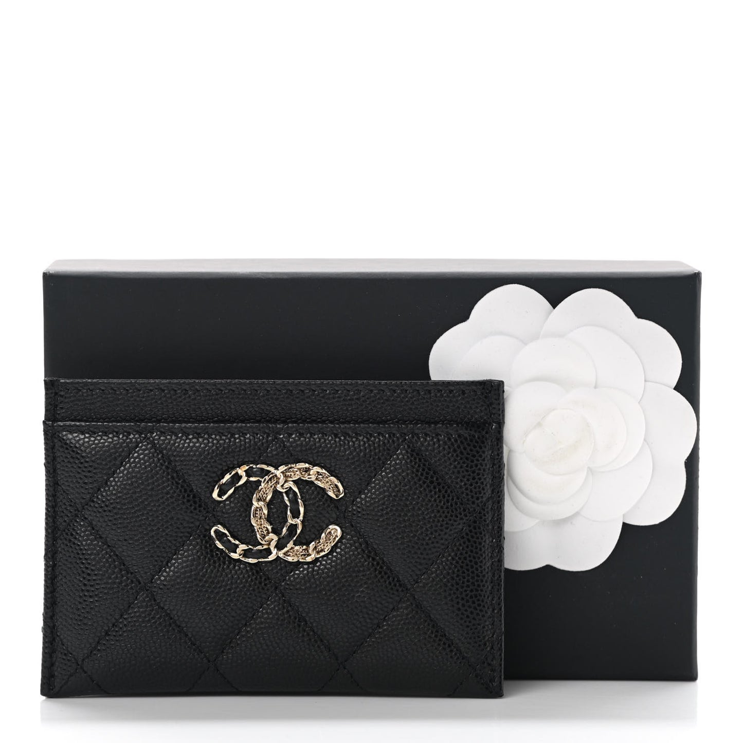 Caviar Quilted French New Wave Card Holder Black