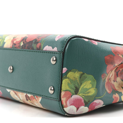 Gucci Shangai Calfskin Blooms Print Mini Bamboo Shopper Tote Bright Emerald Multicolor 10 of 10