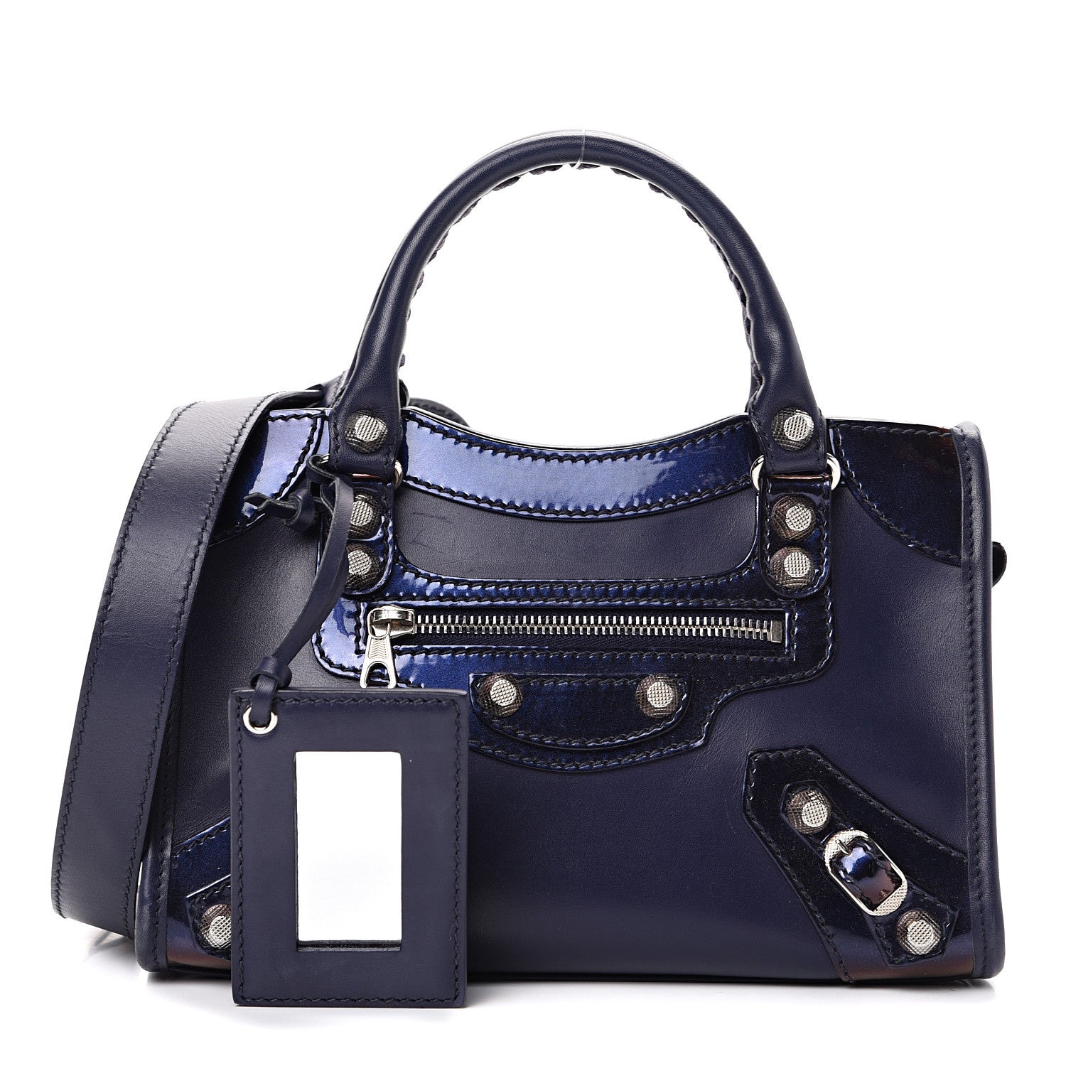 Balenciaga Smooth Calfskin Metallic Patent Giant 12 Silver Hardware Mini City Ultraviolet 1 of 14