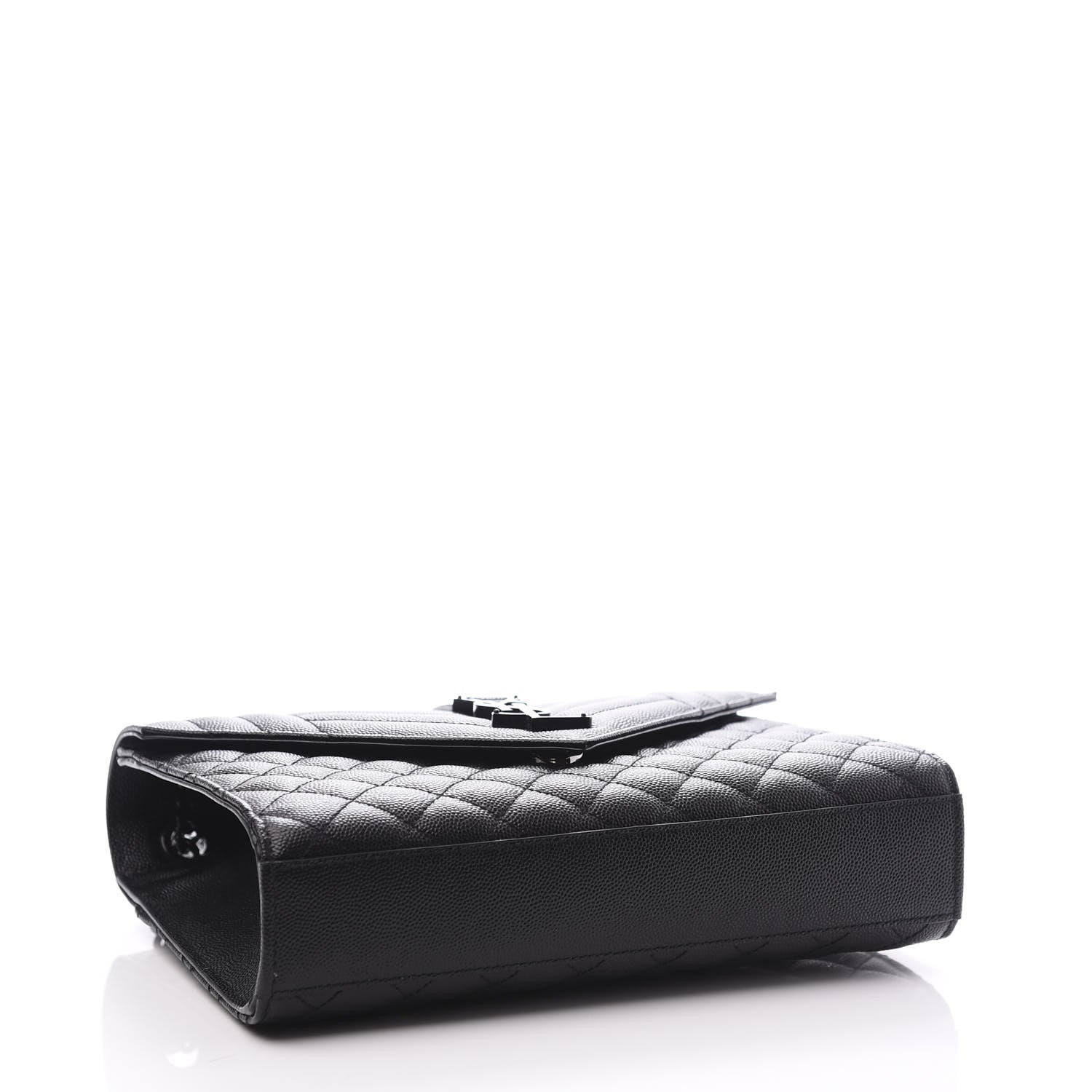 Saint Laurent Grain De Poudre Textured Mixed Matelasse Triquilt Medium Monogram Satchel Black 3 of 15