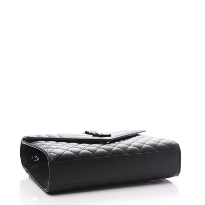 Saint Laurent Grain De Poudre Textured Mixed Matelasse Triquilt Medium Monogram Satchel Black 3 of 15