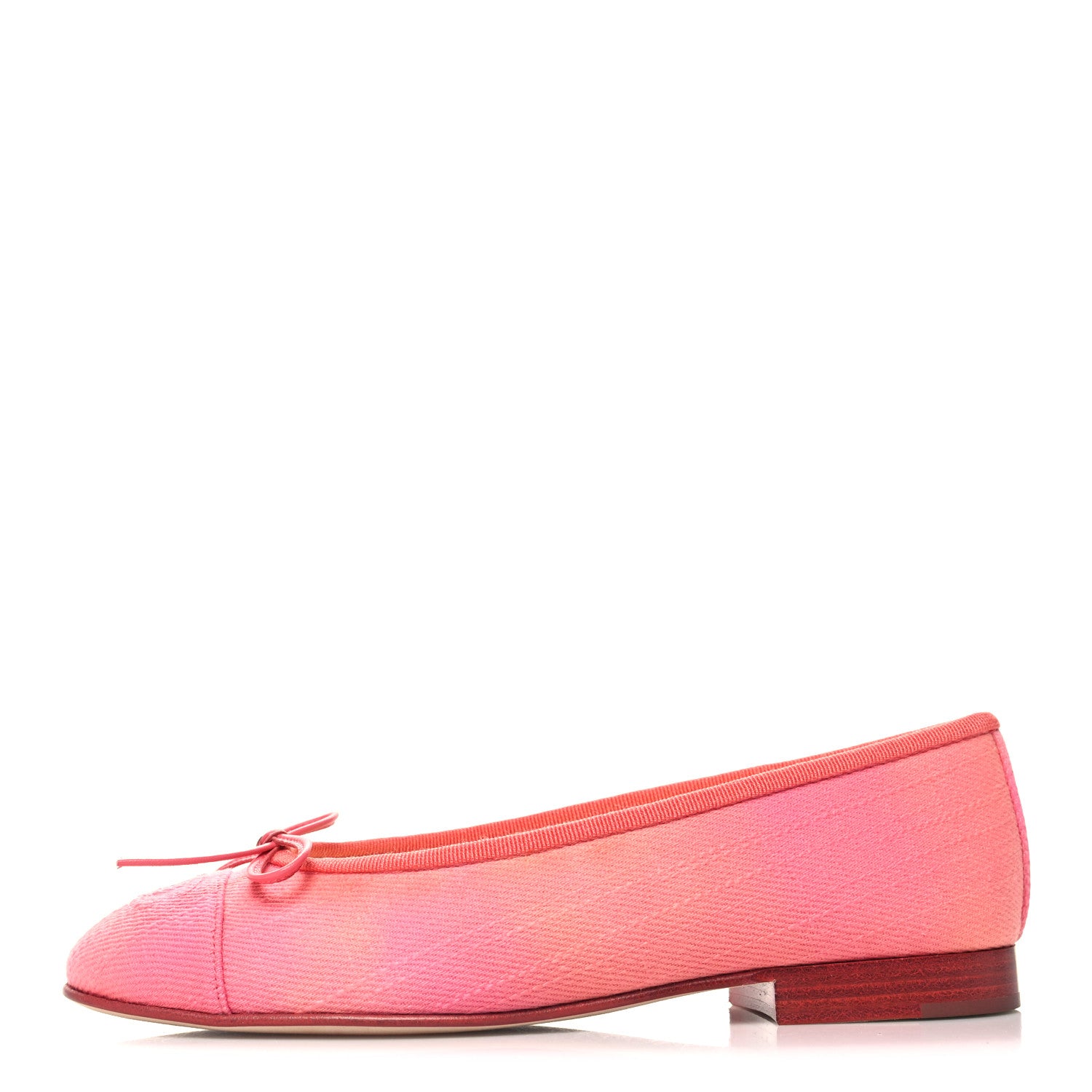 Chanel Fabric Cap Toe CC Ballerina Flats 35.5 Coral Pink Orange 1 of 8