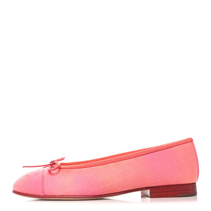 Chanel Fabric Cap Toe CC Ballerina Flats 35.5 Coral Pink Orange 1 of 8