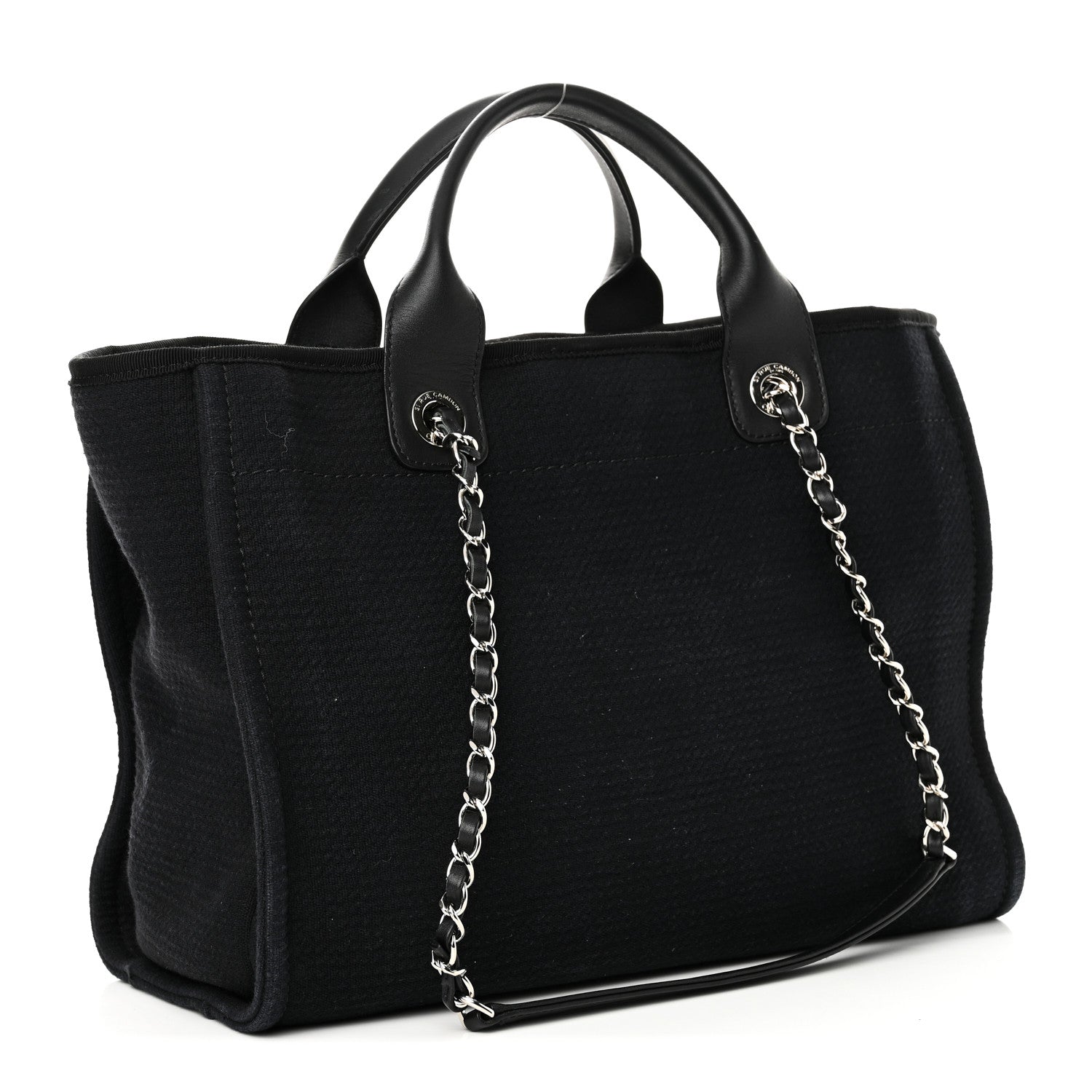 Chanel Mixed Fibers Small Deauville Tote Navy Blue 3 of 10