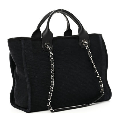 Chanel Mixed Fibers Small Deauville Tote Navy Blue 3 of 10