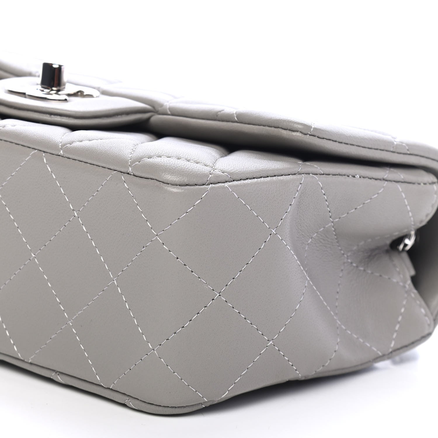 Chanel Lambskin Quilted Mini Rectangular Flap Grey 9 of 9