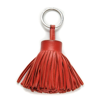 Hermes Lambskin Carmen Tassel Key Holder Rouge Casaque 1 of 5