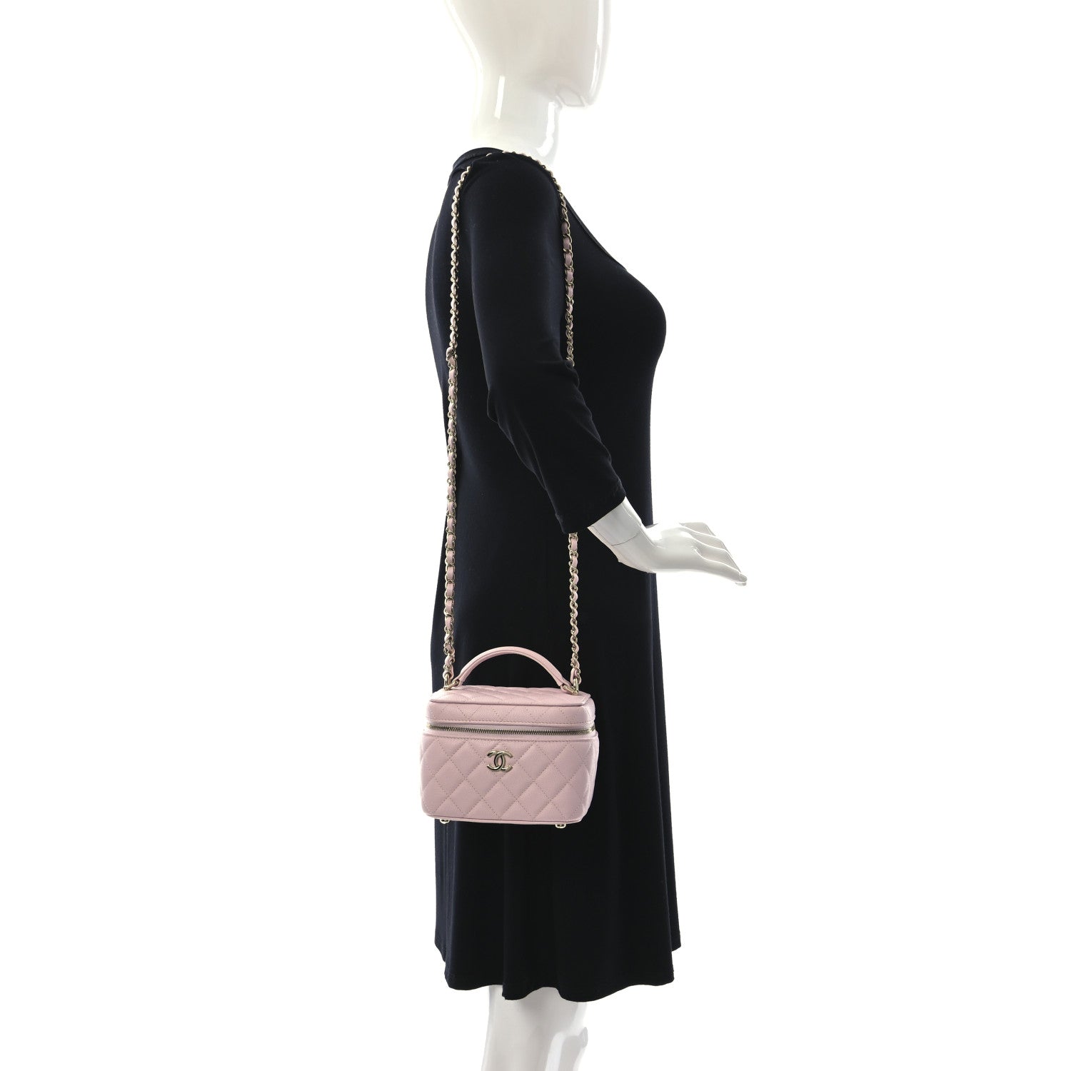 Chanel Caviar Quilted Small CC Vanity Case Light Pink 3 of 10