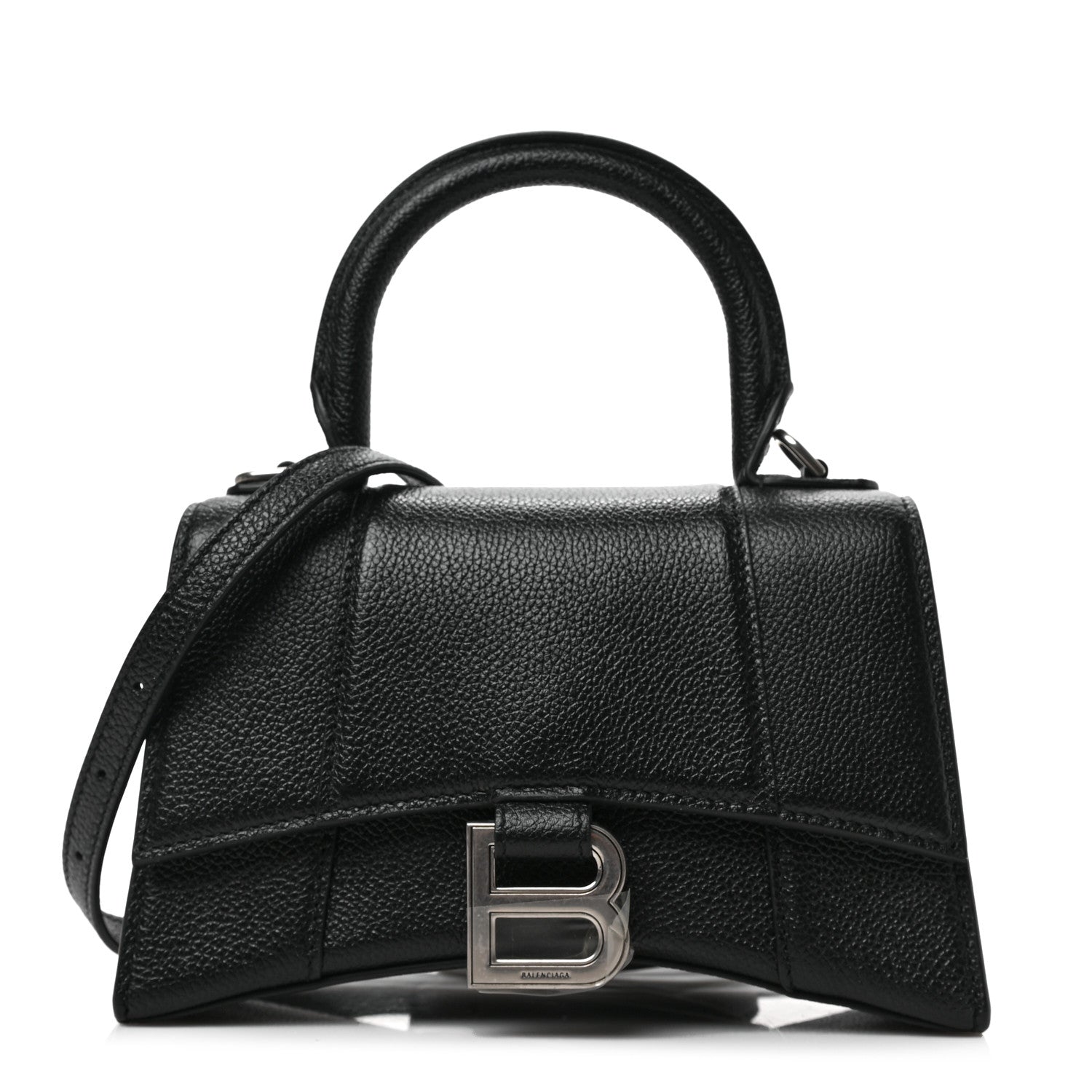 Balenciaga Grained Calfskin Hourglass Top Handle Bag XS Black 1 of 8