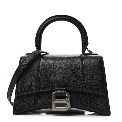 Balenciaga Grained Calfskin Hourglass Top Handle Bag XS Black 1 of 8