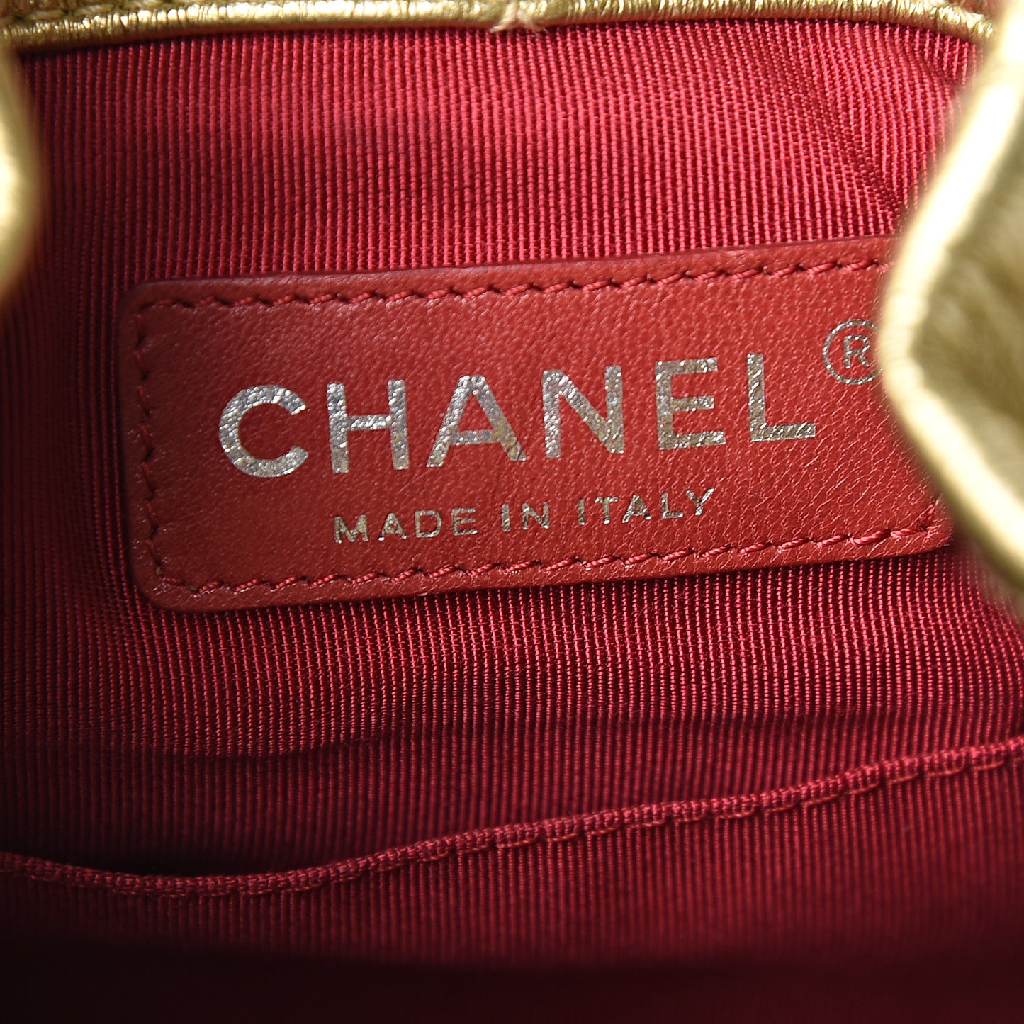 Metallic Lambskin Small Quilted Gabrielle Backpack Gold