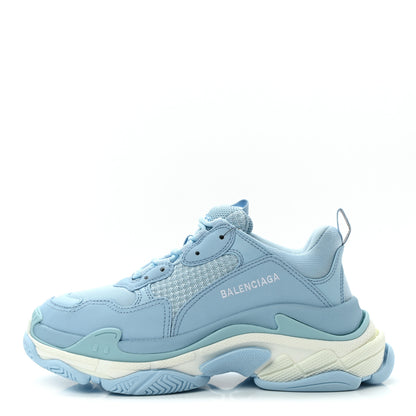 Balenciaga Fabric Mesh Womens Triple S Sneakers 40 Light Blue White 1 of 8