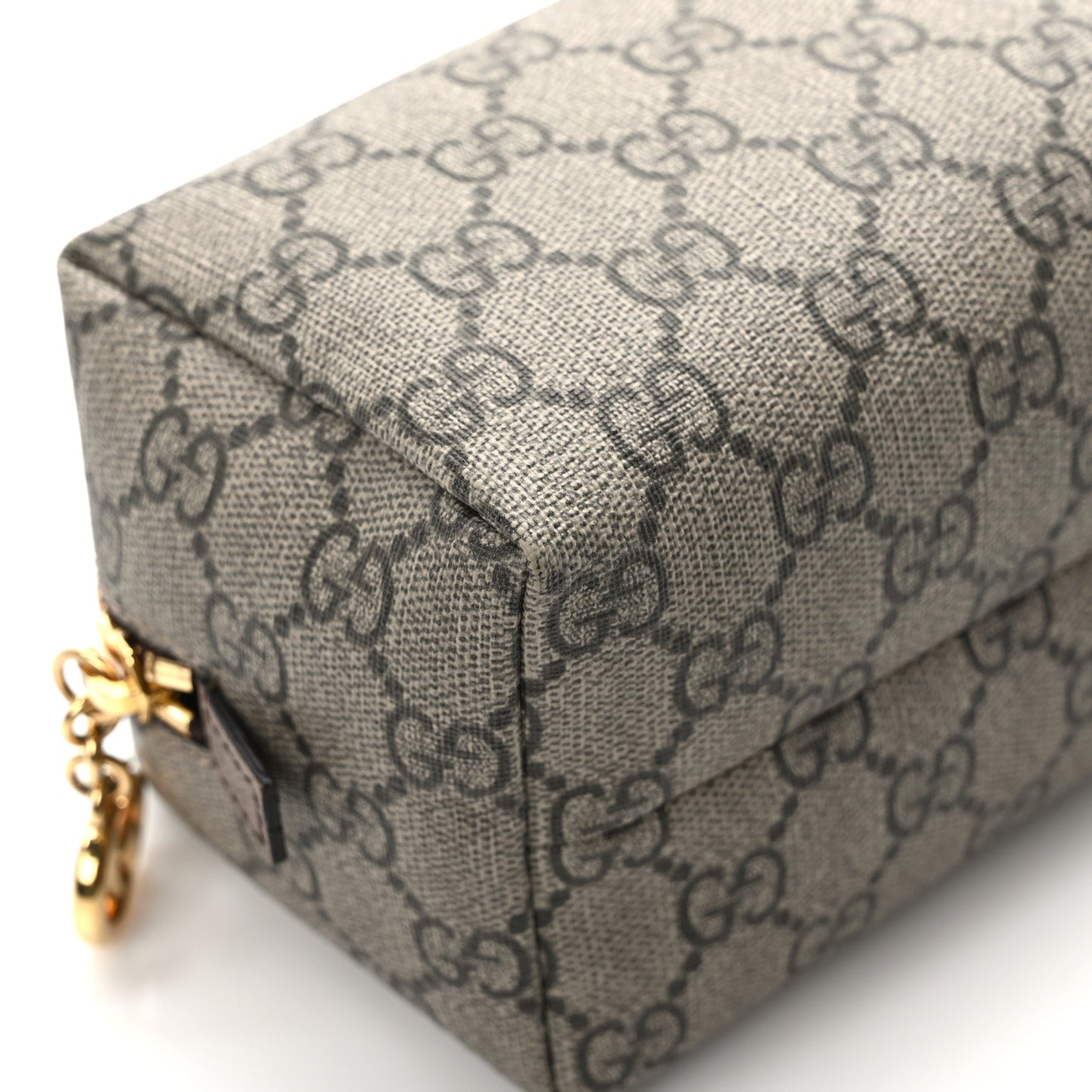 Soft GG Supreme Monogram Calfskin Medium Ophidia Cosmetic Case Beige Ebony New Acero
