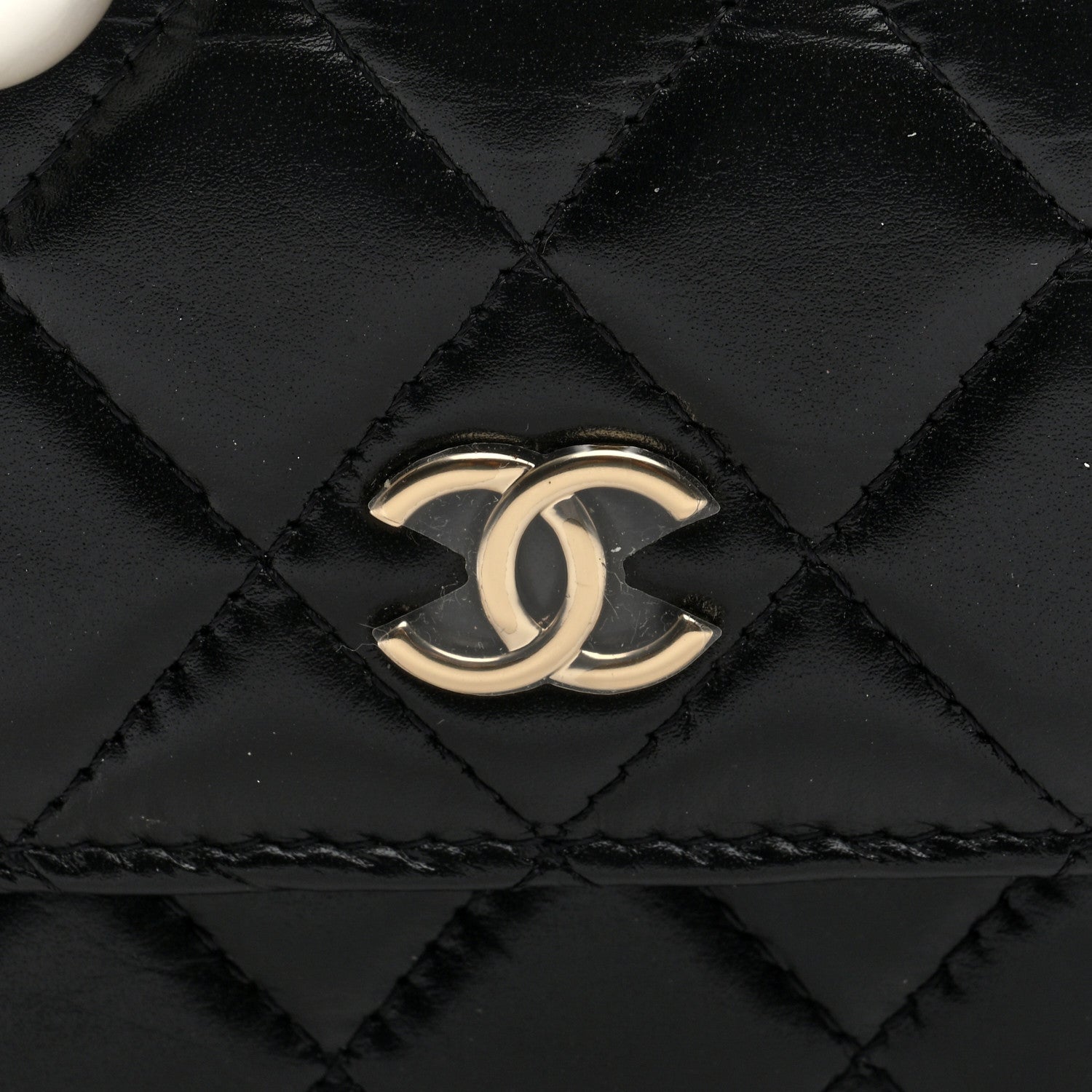 Chanel Calfskin Quilted Maxi Pearls Clutch With Chain Black 8 of 10