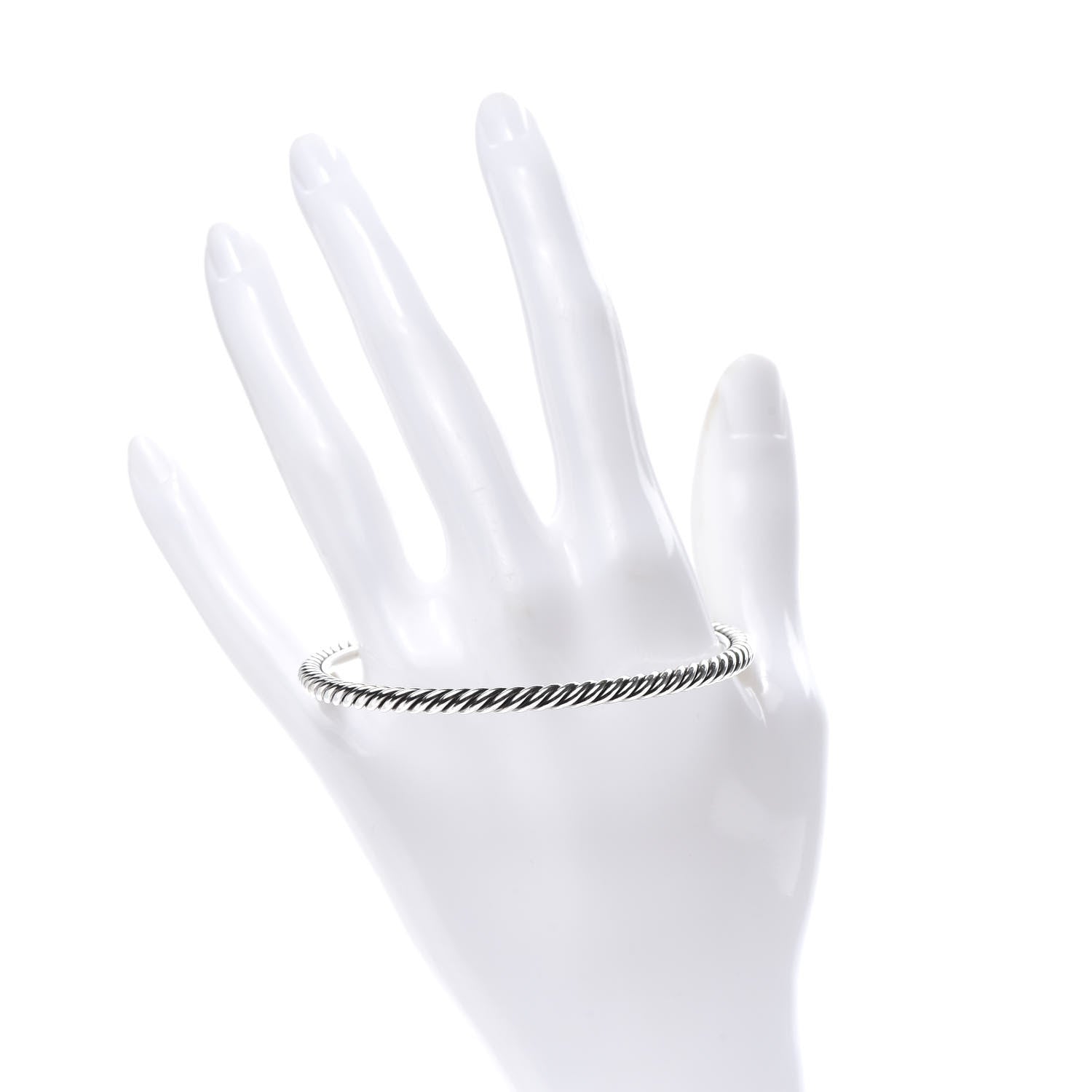 David Yurman Sterling Silver 4mm Cable Classics Bangle Bracelet 2 of 4