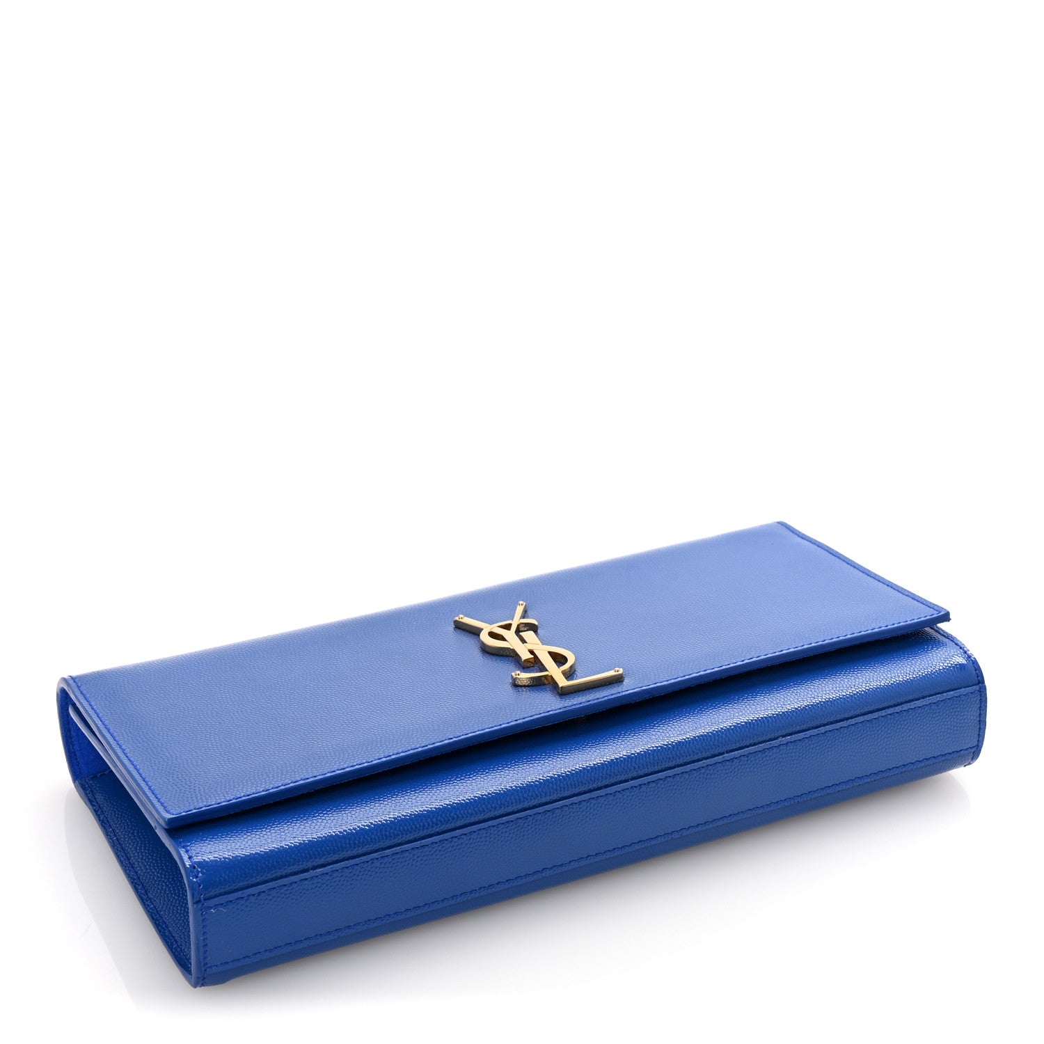 Saint Laurent Patent Grain De Poudre Classic Monogram Cassandre Clutch Blue Majorelle 4 of 6