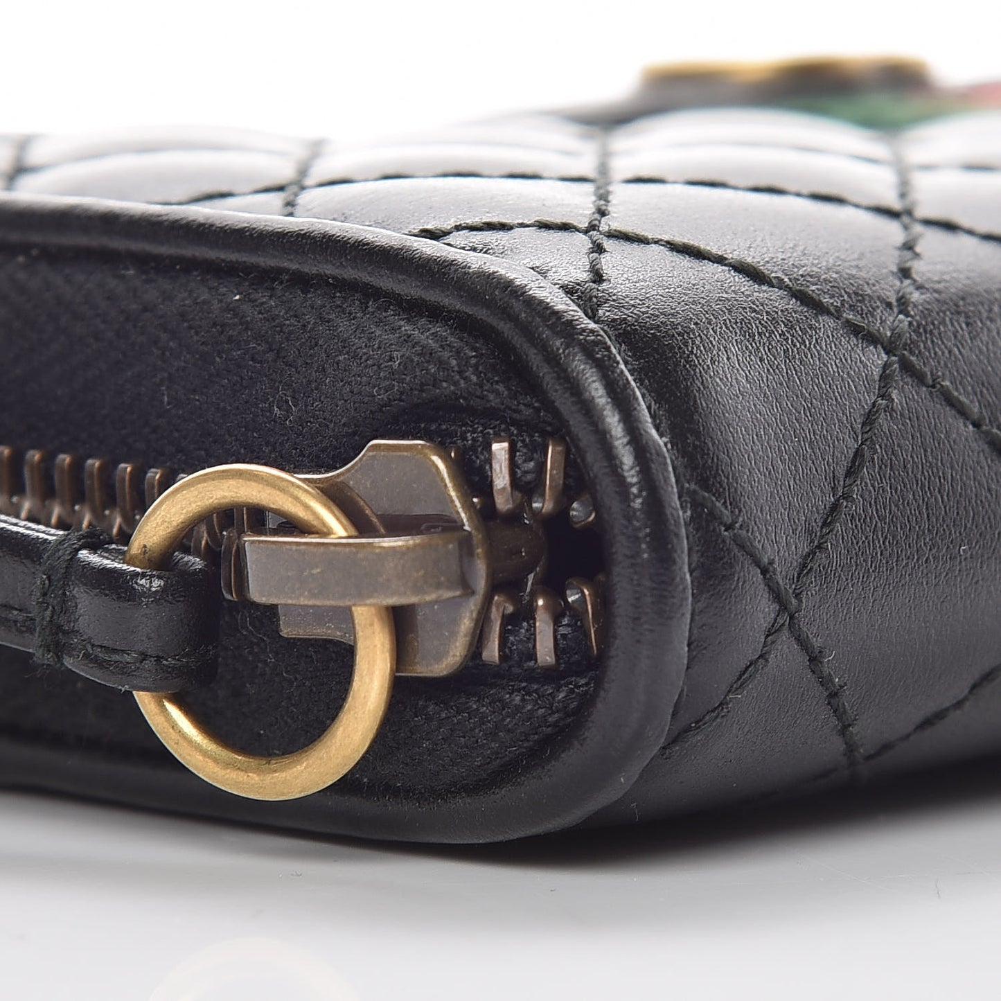 Calfskin Web Trapuntata GG Zip Around Wallet Black