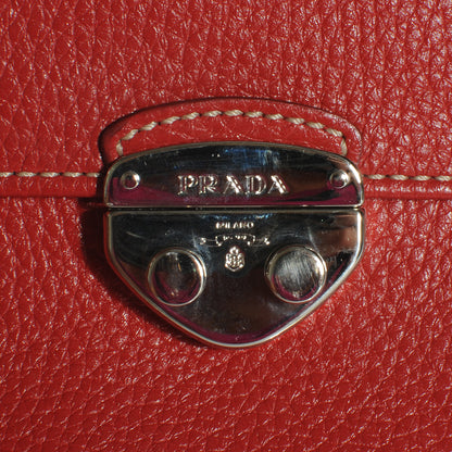 Prada Vitello Daino Compact Push Lock Wallet Rosso 4 of 8